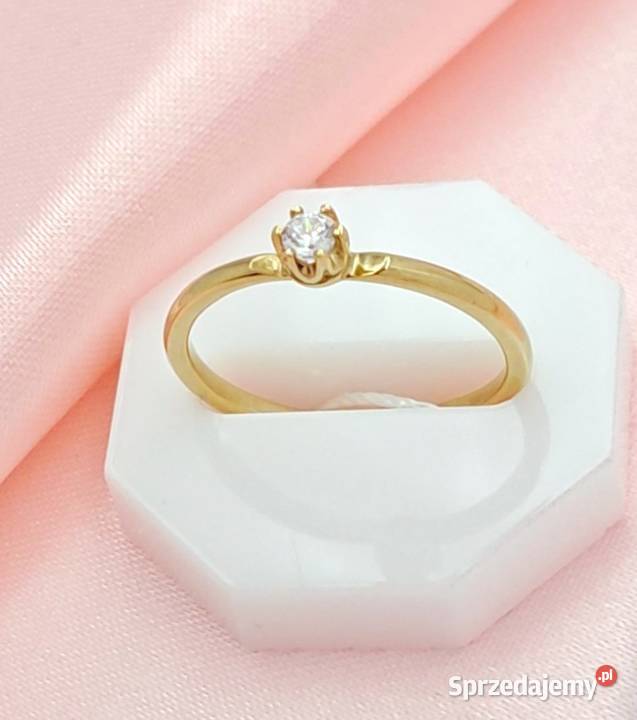 Pierścionek r16 Złoty pr333 z jednym kamieniem Pierścionki Poznań
