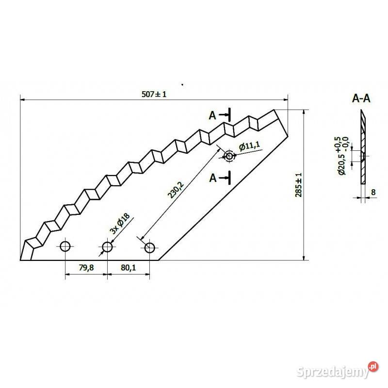 Nóż do paszowozu 5558 mm STRAUTMANN śr otworu 18 Pozostałe łódzkie Sieradz