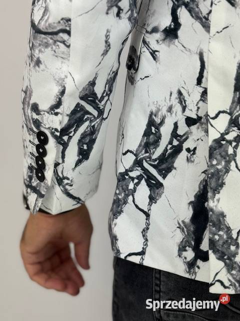 GIOVANNI PERA Marynarka męska D625 biała czarny Ostrów Wielkopolski