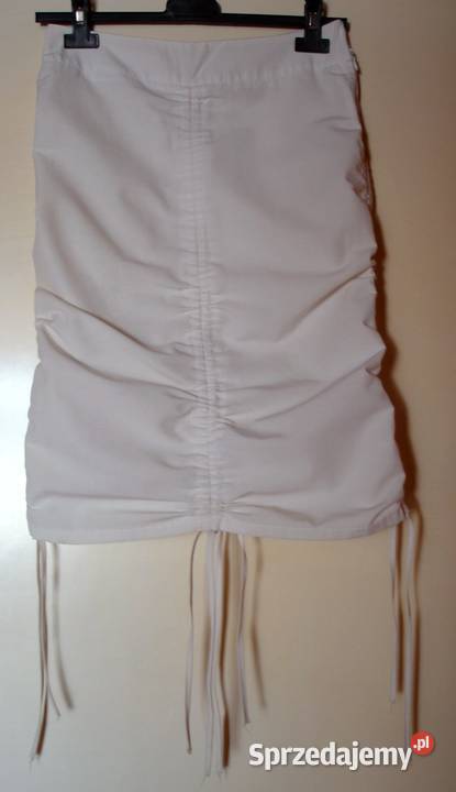 Biała spódnica ze ściągaczami Rozmiar 34 Inny materiał sprzedam