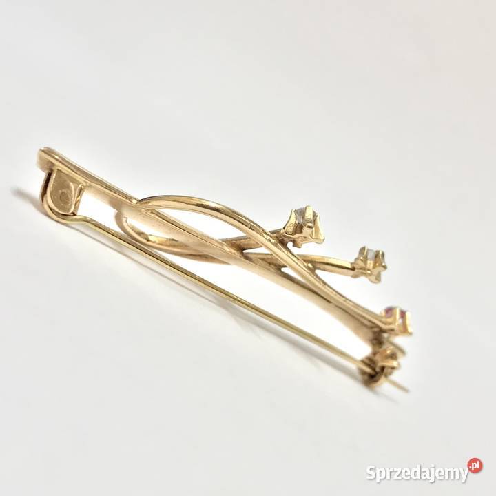 Złota BROSZKA 14K piękny AMETYST cudowna ART Warszawa sprzedam