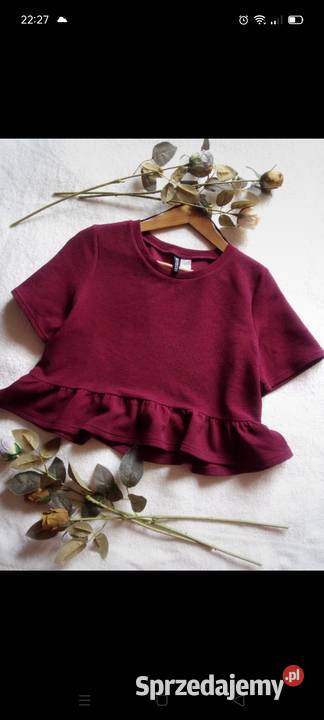 HM Divided bluzka baskinka croptop bordowa egirl świętokrzyskie Ostrowiec Świętokrzyski