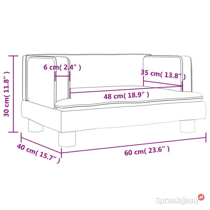 Sofa dzieci niebieska 60x40x30 aksamit WM3196317 Warszawa