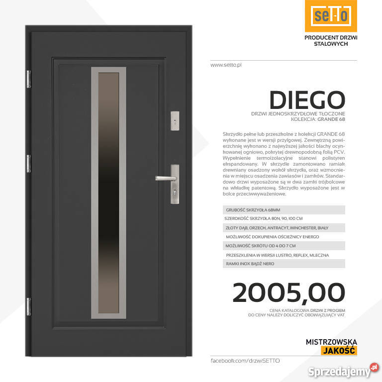 DIEGO 68 drzwi stalowe SETTO Konin sprzedam