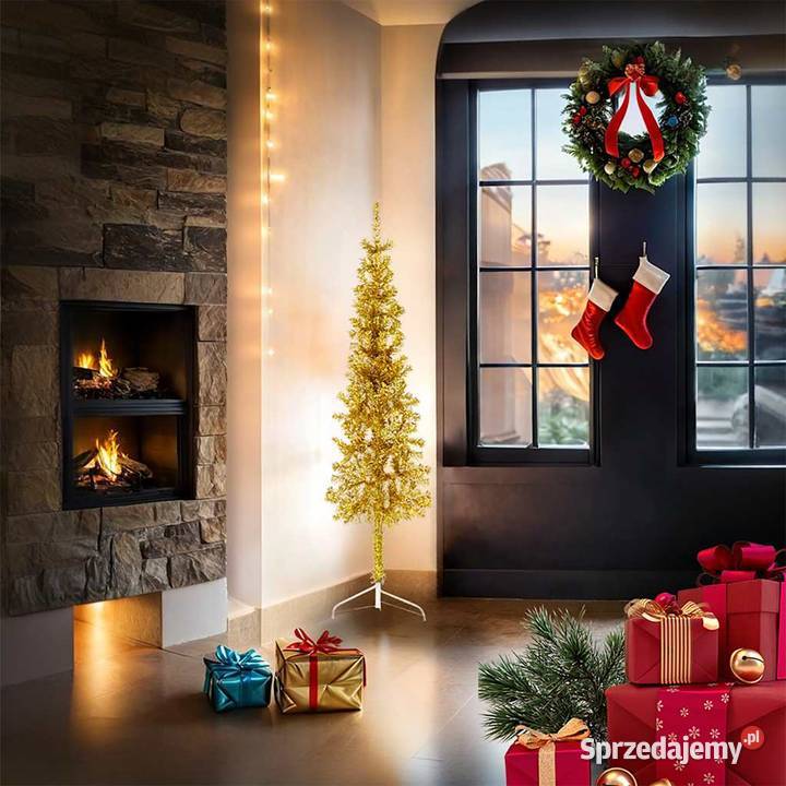 vidaXL Smukła choinka połówka ze stojakiem Warszawa