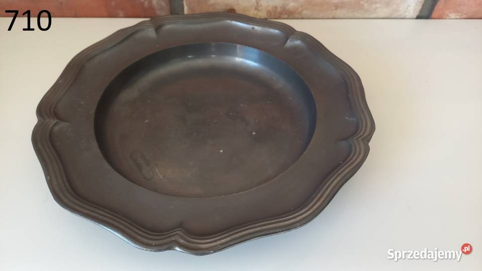 Talerz cynowy z sygnaturą anioła 235 710 Gawroniec