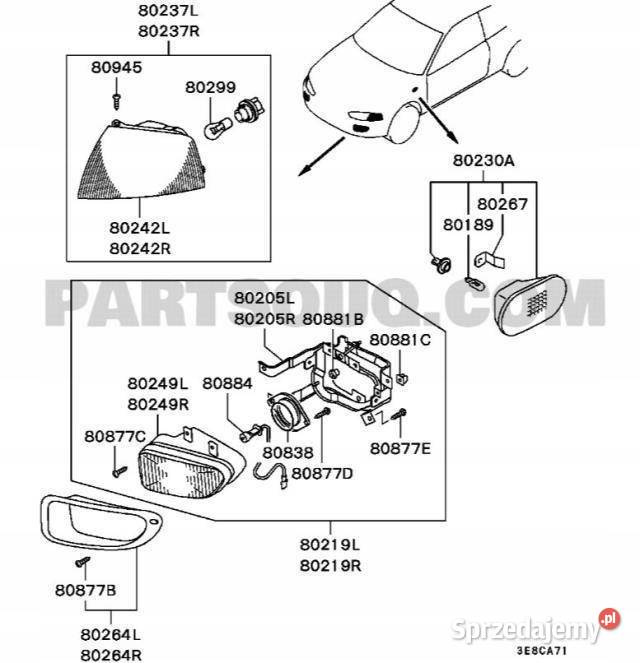RAMKA OSŁONA HALOGENU LEWA MITSUBISHI MR273525