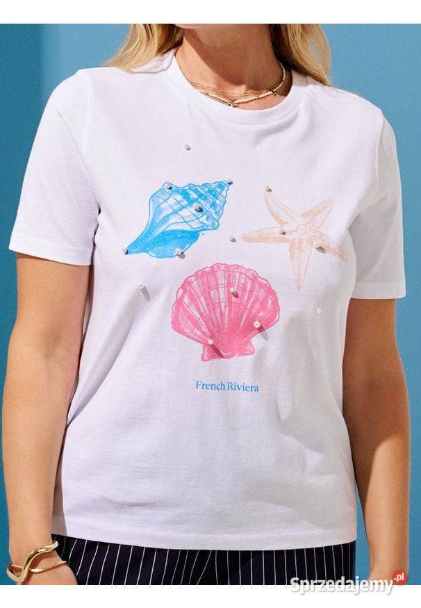 biały tshirt z nadrukiem Sinsay małopolskie Olkusz