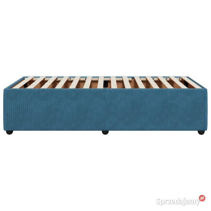 Rama łóżka niebieska tapicerowana aksamitem 46cm
