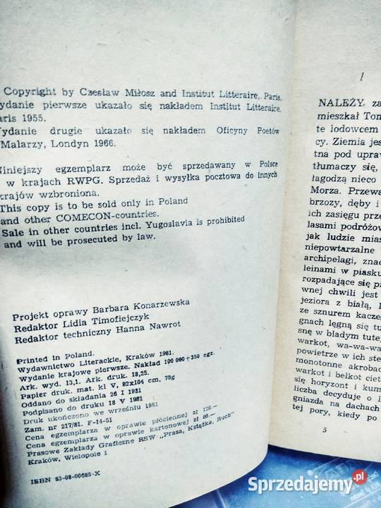 Miłosz Dolina Issy literatura polska Antykwariat Antyki, Sztuka, Kolekcje Warszawa