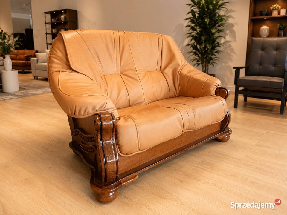 Nowa Kanapa Stylowa PARYS Skóra Naturalna 50 Dąb