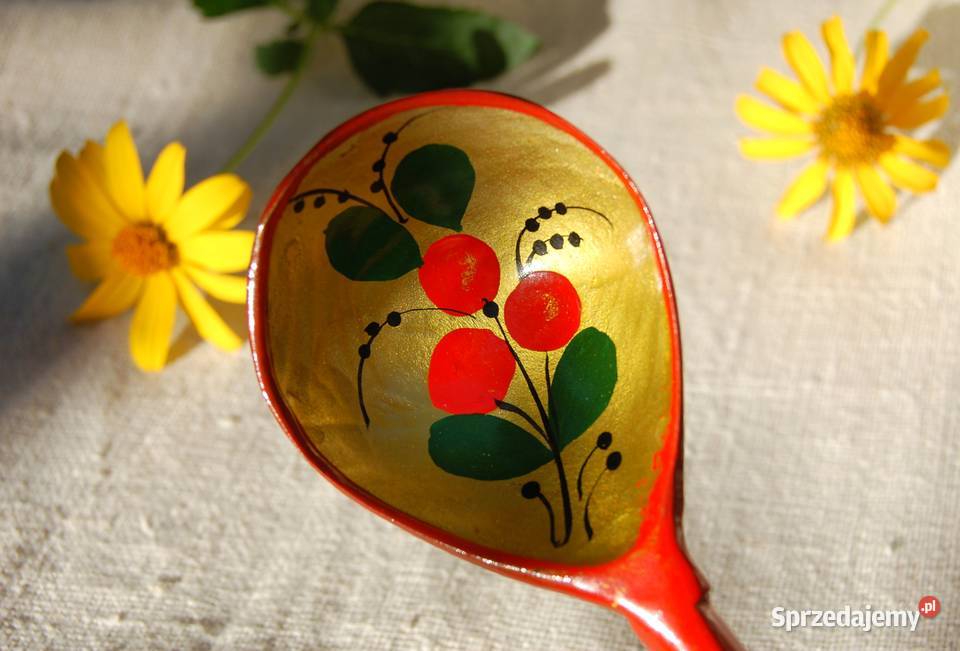 Chochłoma ręcznie malowana rosyjska łyżka ludowa lubelskie Lublin