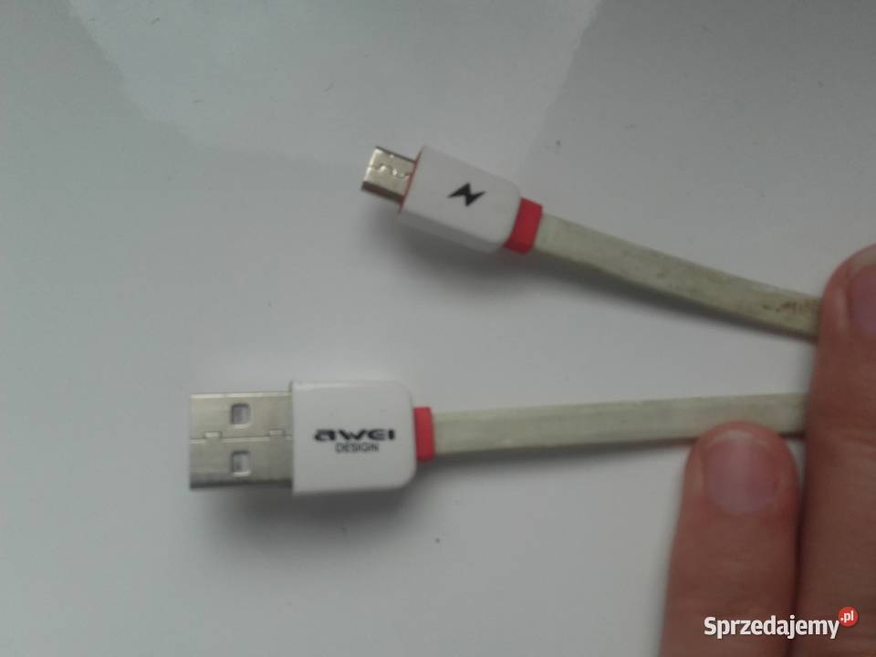 Kabel USB microUSB AWEI 30 płaski białoczerwony Bydgoszcz