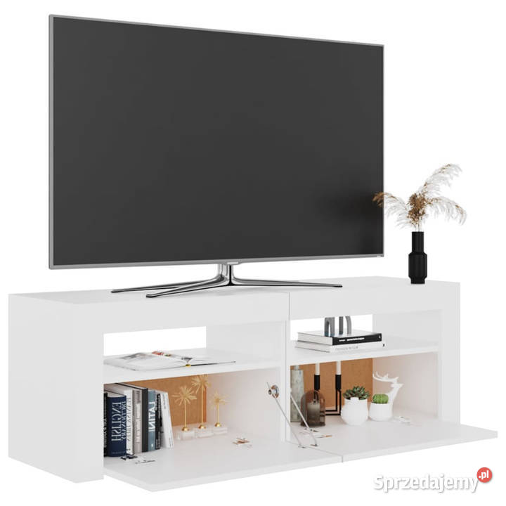 Szafka pod TV z oświetleniem LED biała 120x35x40 Warszawa