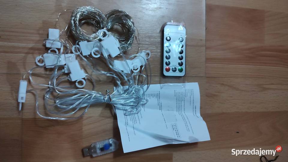 Zestaw kurtyny świetlnej LED z pilotem 3m na USB Książ Wielkopolski sprzedam