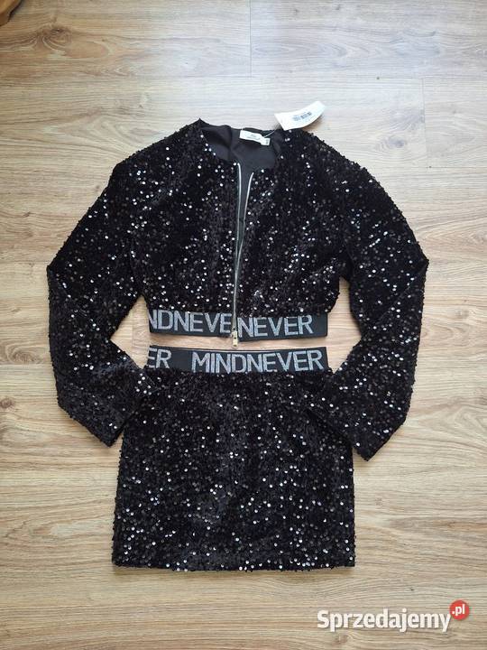 Świetny błyszczący NOWY komplet cekinowy bluza
