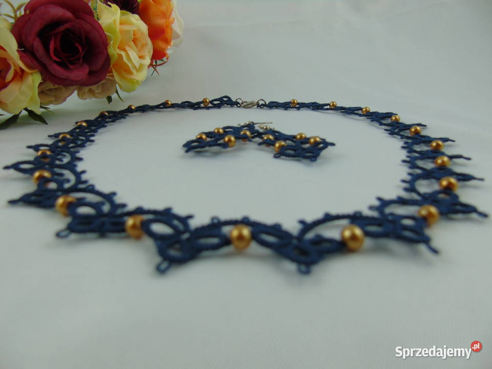 Biżuteria frywolitkowa Wiśniowa sprzedam