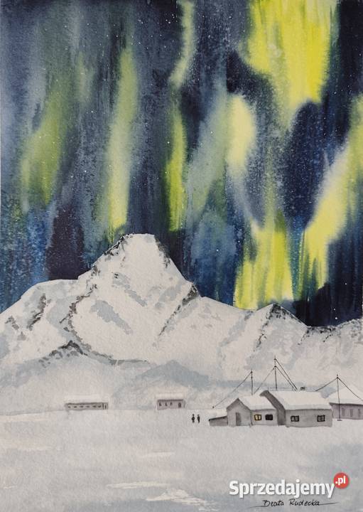 Akwarela Akwarelka Obraz pt Zorza Gdańsk sprzedam