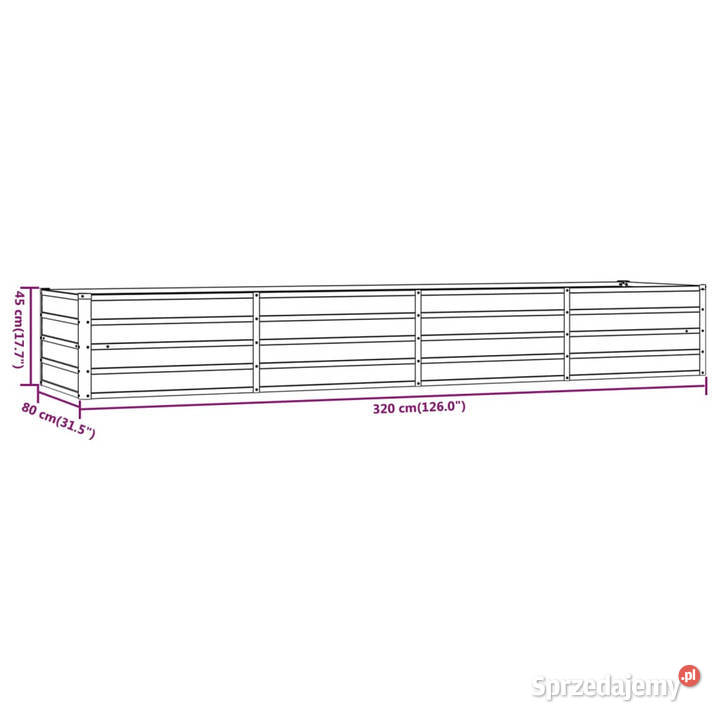 Podwyższona donica rdzawa 320x80x45 stal sprzedam