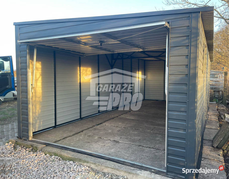 Garaż blaszany 35x8 brama uchylna 2x okno Pozostałe Gniezno