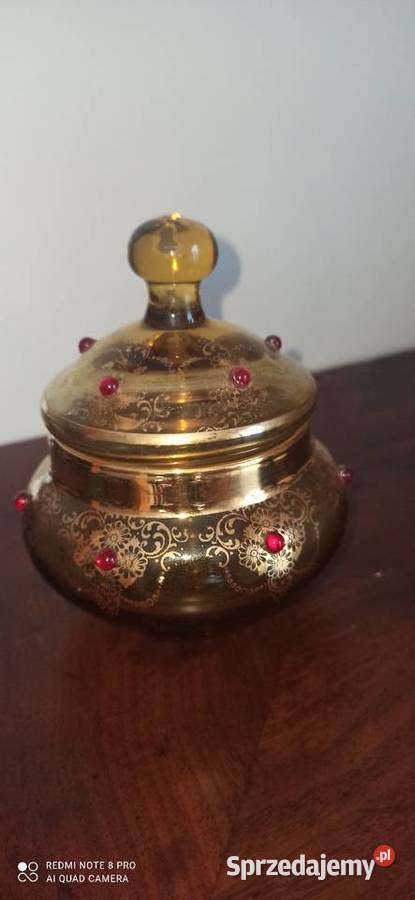 Cukiernica szkło miodowe ze złoceniami I Gdańsk sprzedam