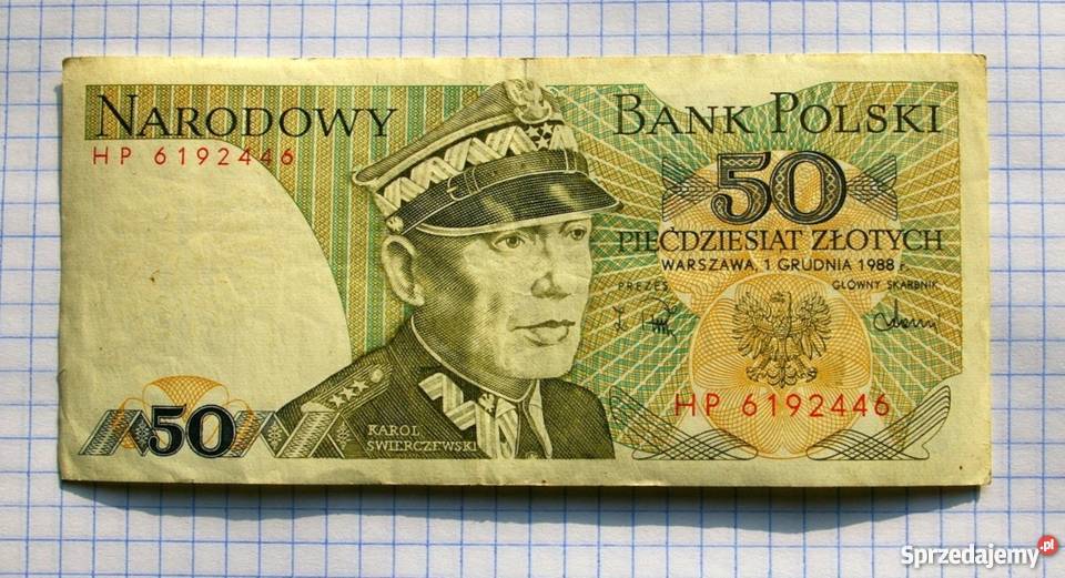 BANKNOT 50 ZŁOTYCH 1988 POLSKA K ŚWIERCZEWSKI