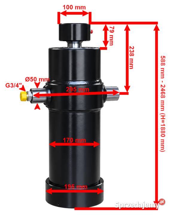 SIŁOWNIK HYDRAULICZNY WYWROTU PRZYCZEPY 15T 1880 Solec Kujawski