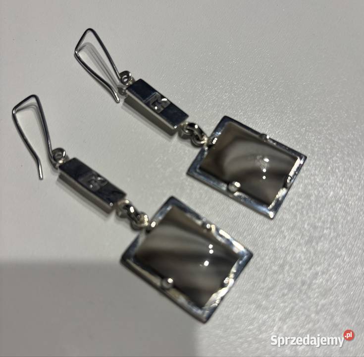 Kolczyki Krzemień pasiasty Ambermoda