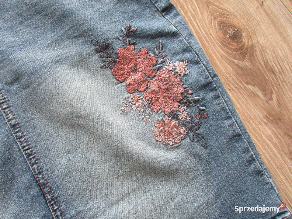 spódnica jeansowa 40 L Beloved jeans haft róża Kraków