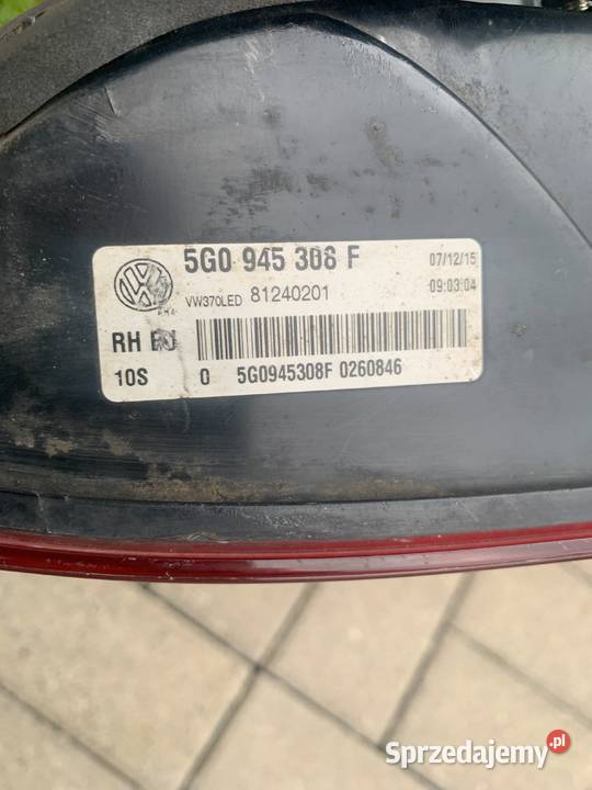 VW GOLF VII lampy klapy bagażnika LED osobowe wielkopolskie Pleszew