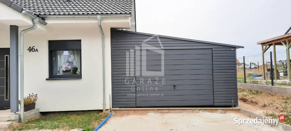 GARAŻ BLASZANY 5m x 8m spad w prawo Brama drzwi samodzielny Sprzedaż