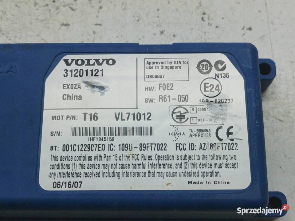MODUŁ BLUETOOOTH 31201121 Volvo C30 I 20062013 osobowe Komputery sprzedam