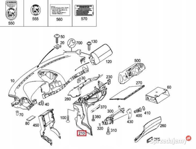 SCHOWEK KONSOLI MERCEDES W211 ORYGINAŁ zASO