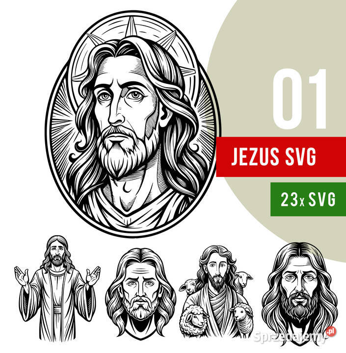 Kliparty wektorowe SVG Jezus 23 pliki do