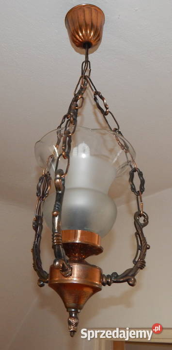 Rustykalna antyczna lampa miedziana Unikatowy warmińsko-mazurskie Elbląg