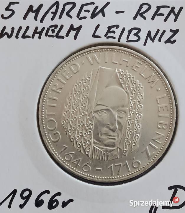 5 marek RFN Wilhelm Leibniz 1966 r menD mennicze Konin
