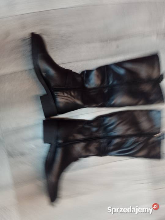 4243 Czarne Kozaki biznesowe ze zdobieniem NOWE małopolskie Kraków sprzedam