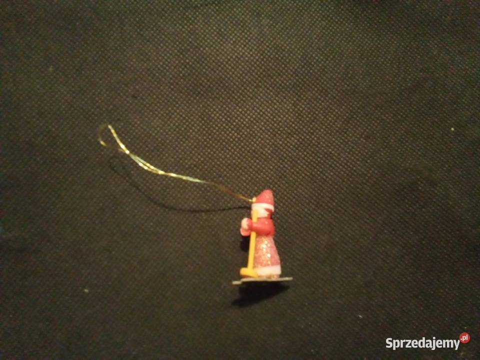 Zawieszka drewniana na nartach na choinkę PRL Boże Narodzenie Warszawa