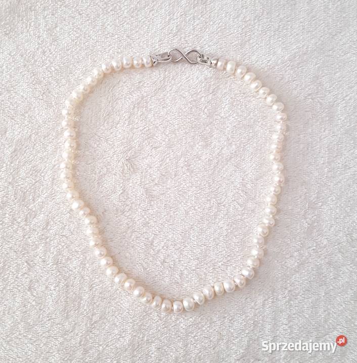 Naszyjnik kolia z pereł perły białe prawdziwe Naszyjniki Szczecin