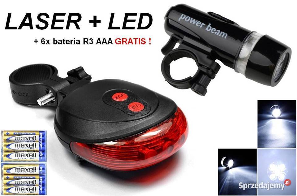 OŚWIETLENIE ROWERU 2 lampy rowerowe LASER LED