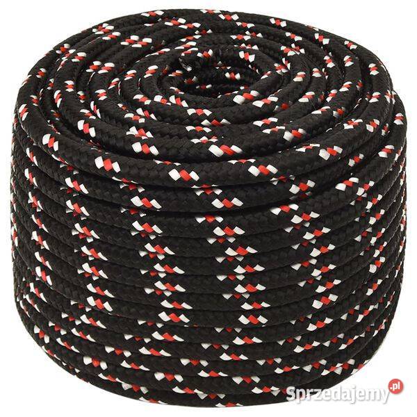 vidaXL Linka żeglarska czarna 12 mm 25 m Szyny i linki
