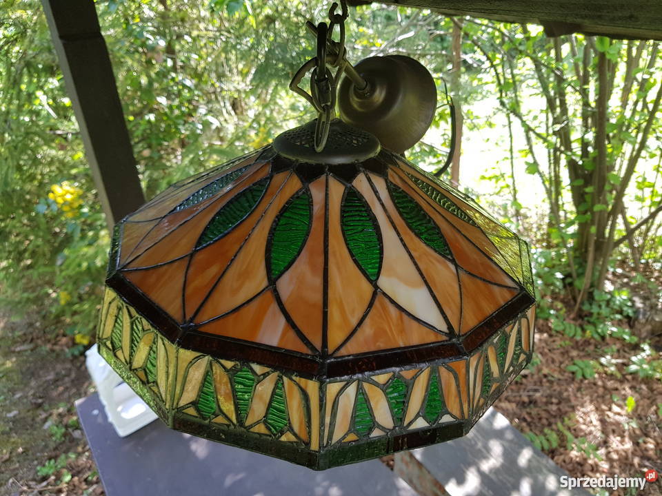 Stara lampa witrażowa ala tiffany wielokolorowy śląskie Myszków