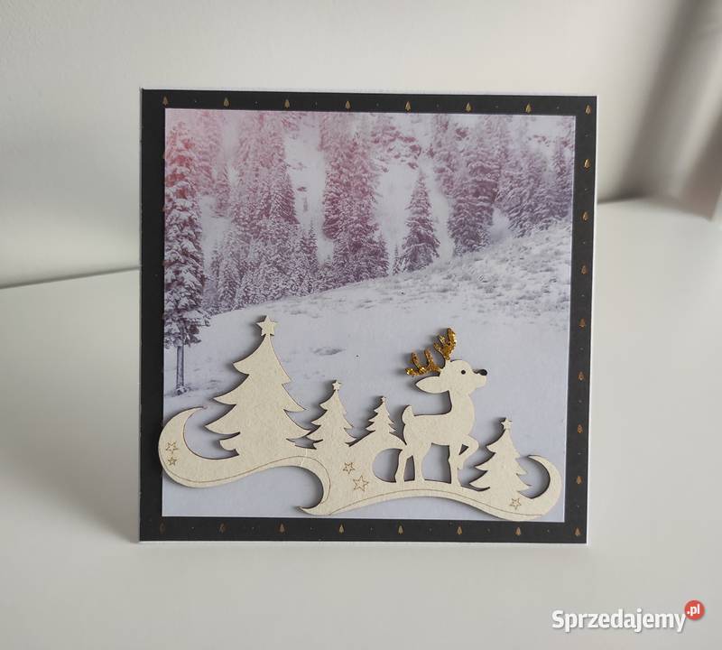 Kartka ręcznie robiona Boże Narodzenie renifer Łódź