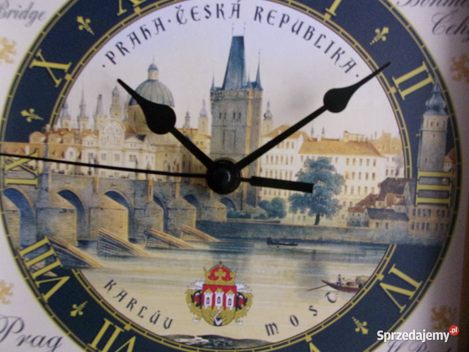 Zegar z widokiem z Pragi i zbytkowym Mostem