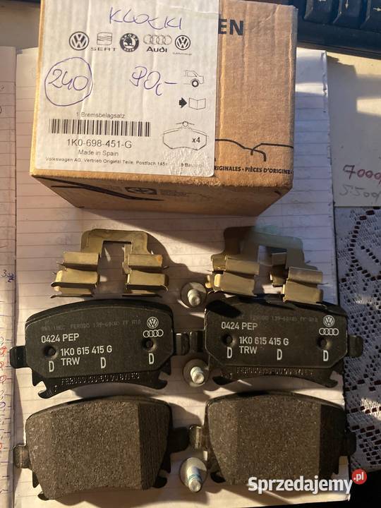 VW Audi Skoda Seat klocki tyl 1K0698451G sprzedam