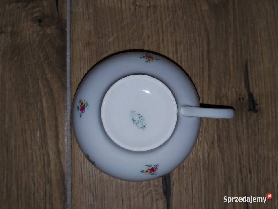 Porcelanowe trio Schlaggenwald Filiżanki i spodki Nowa Karczma