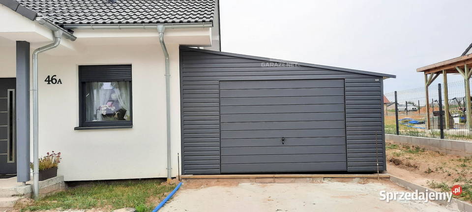 GARAŻ BLASZANY 5m x 8m SPAD W PRAWO BRAMA Łapanów