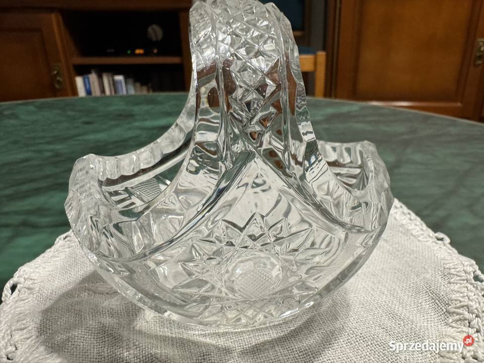 Koszyczek kryształowy z czasów PRL mały lata 80 Porcelana i szkło