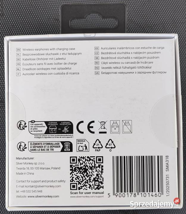 NOWE Słuchawki bezprzewodowe Silver Monkey Smart