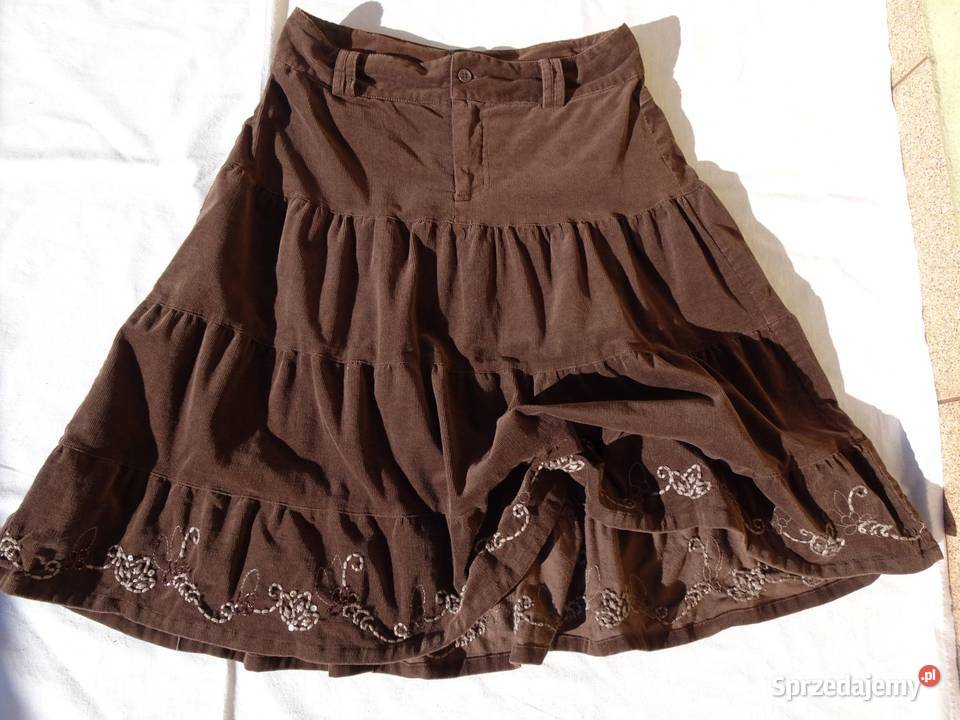 Sztruksowa spódnica Falbany Haft 38 40 małopolskie